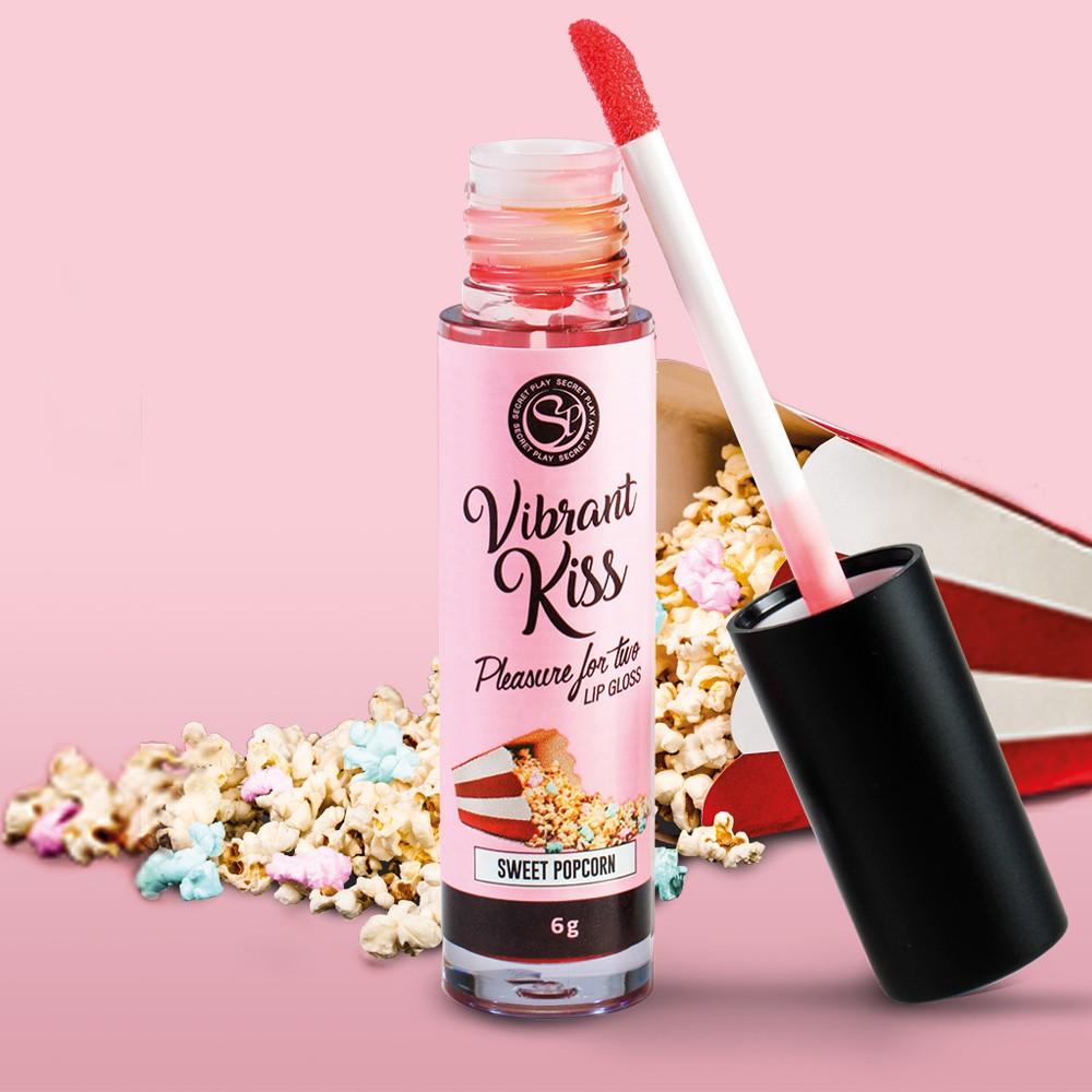 Luciu de Buze, cu Aroma Delicioasa de Popcorn, pentru Saruturi Irezistibile, Vibrant Kiss Sweet Popcorn, 6ml - Amoroso