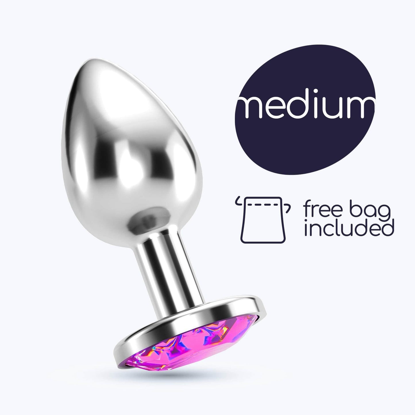 Dop Anal Medium cu Cristal, Rafinament si Placere in Fiecare Moment, 7x3.3 cm, Crushious, Argintiu - Amoroso