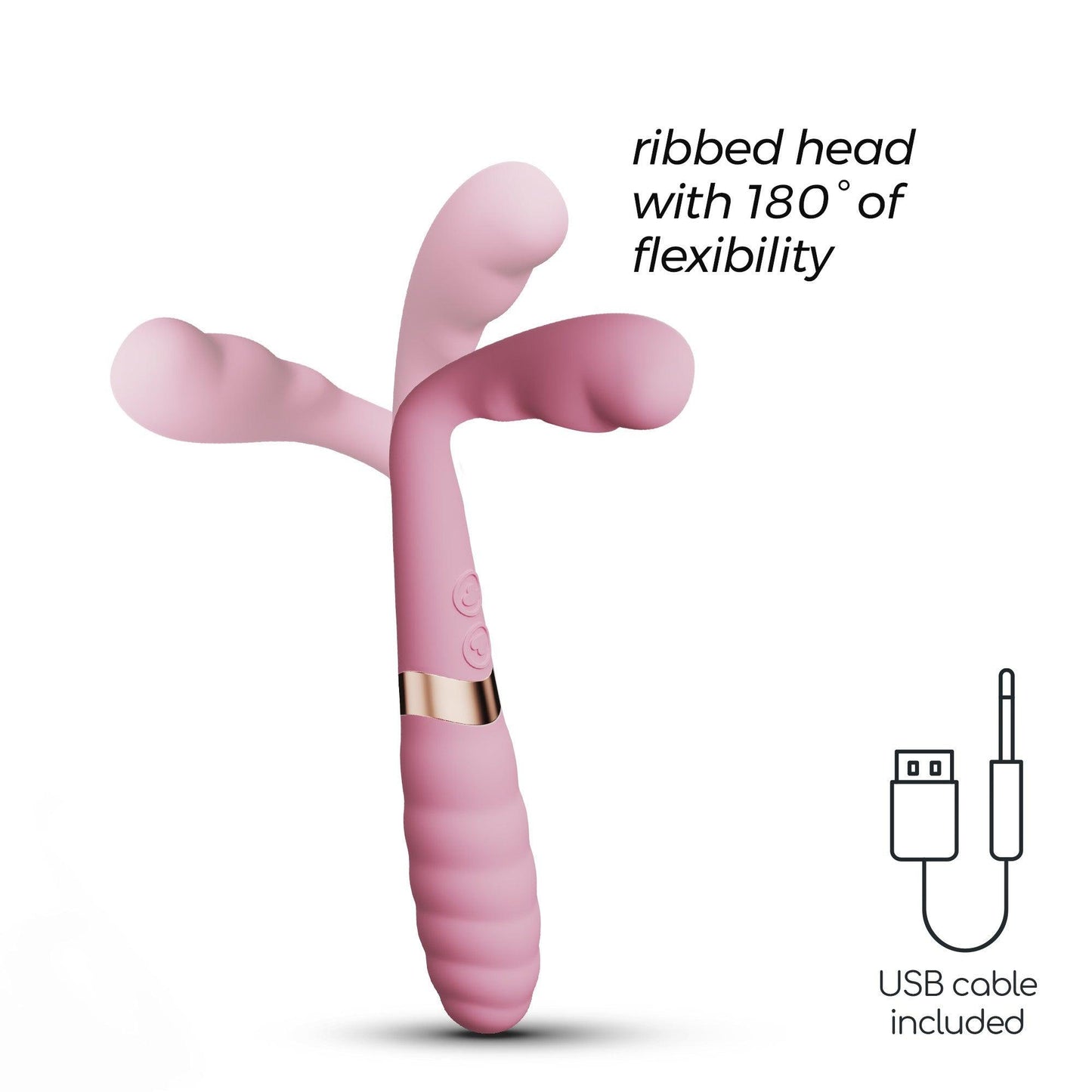 Vibrator Dual-End Flexibil, Stimulare G-Spot si Clitoridiana, Crushious Pixie, Roz/ Auriu - Amoroso