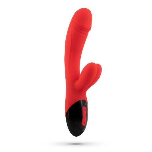 Vibrator Rabbit Dare Dong, 8 Moduri Vibrante, Stimulare Vaginala si Clitoridiana, Reincarcabil, Design Ergonomic, Rosu - Amoroso