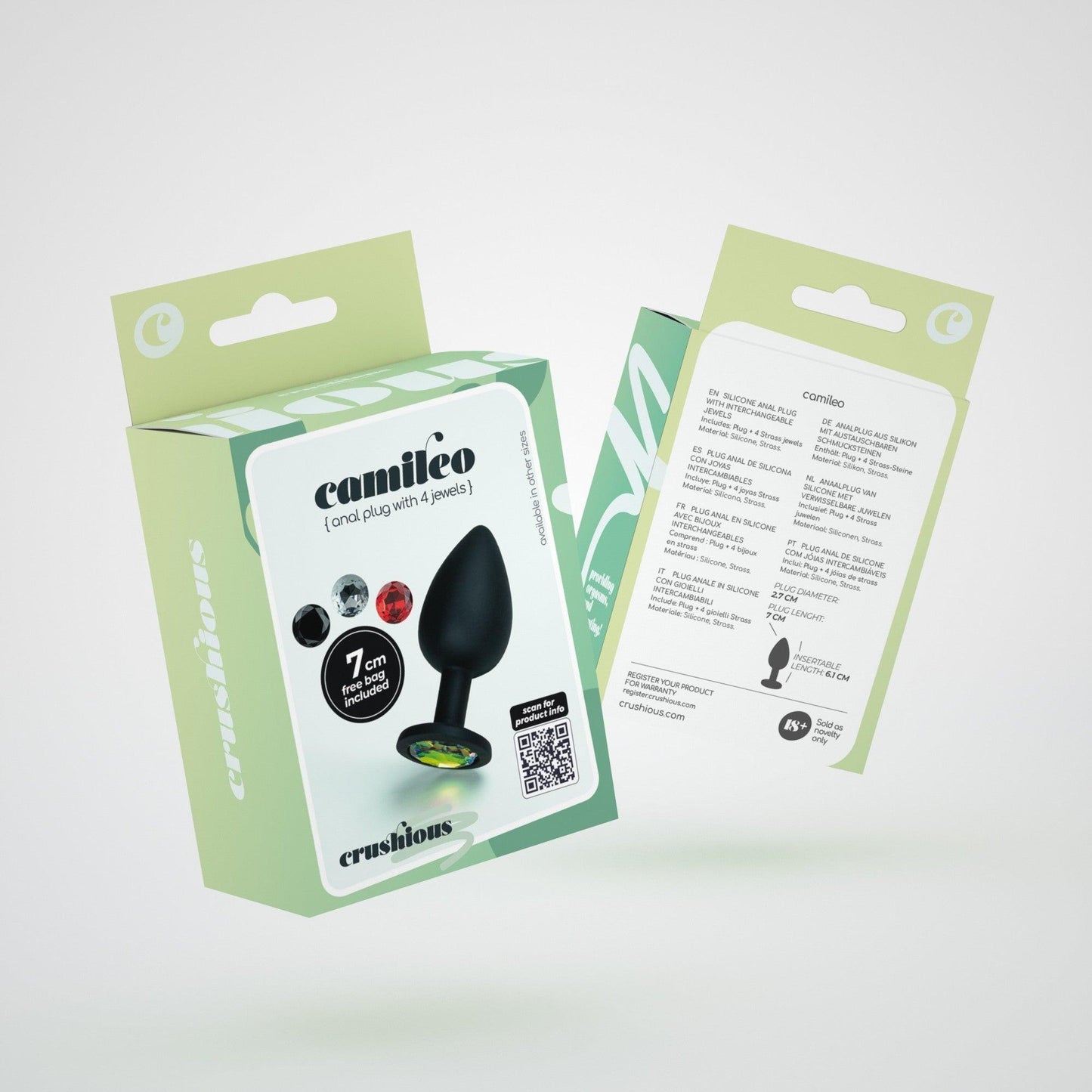 Plug Anal Mic cu 4 Bijuterii Schimbabile, Eleganta si Versatilitate, 7x2.7 cm, Crushious Camileo, Multicolor - Amoroso