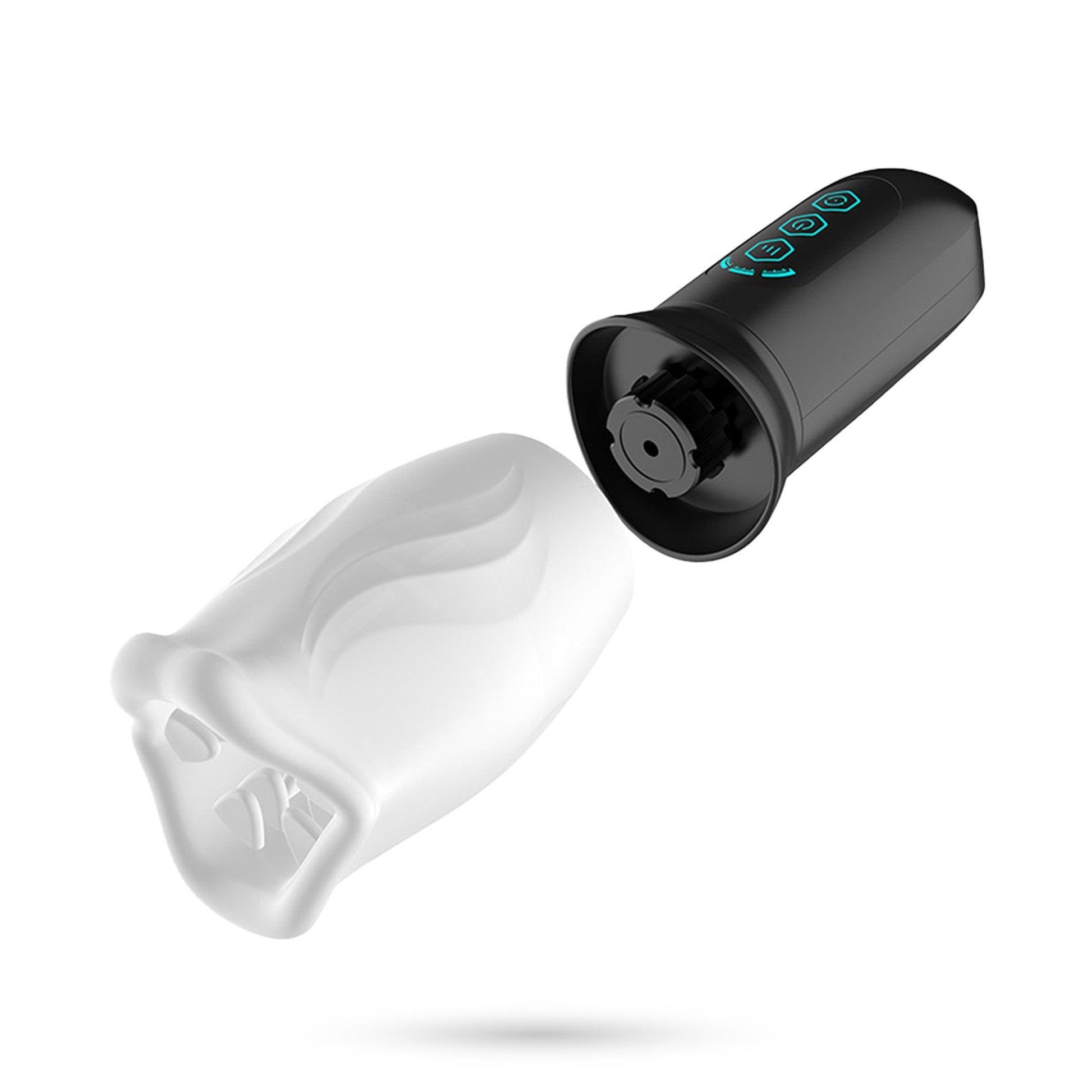 Masturbator cu Efect de Sex Oral, 360° Rotire, 3 Viteze si 4 Modele, Reincarcabil USB, Alb/ Negru - Amoroso