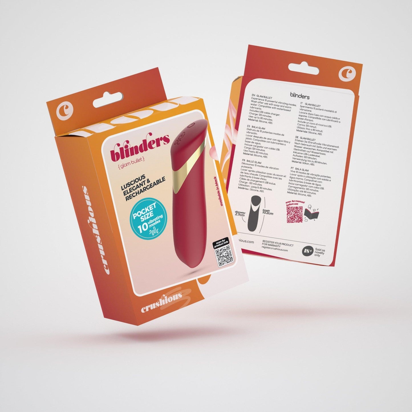 Vibrator Bullet Reincarcabil, Putere, Eleganta si Placere Discreta, Crushious, Rosu - Amoroso