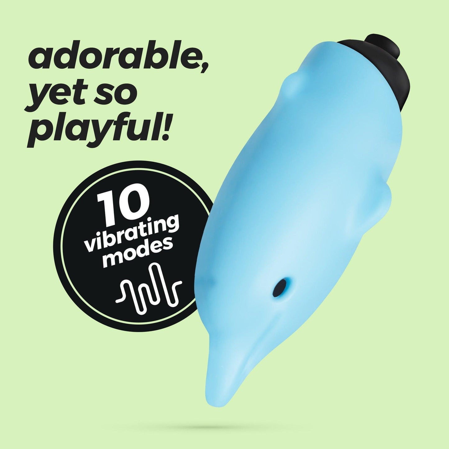 Vibrator Mini cu 10 Moduri de Vibratie, Design Compact si Adorabil, Crushious Dolphin, Albastru - Amoroso
