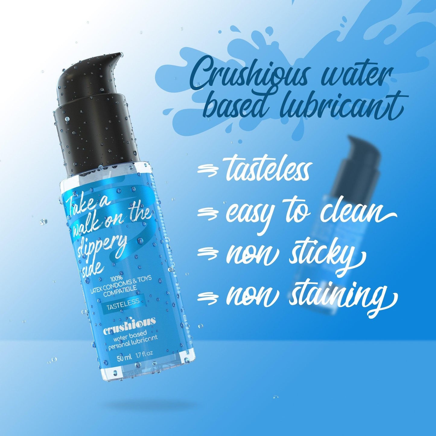 Lubrifiant Pe Baza de Apa, Compatibil cu Prezervative si Jucarii Intime, Crushious, 50 ml - Amoroso
