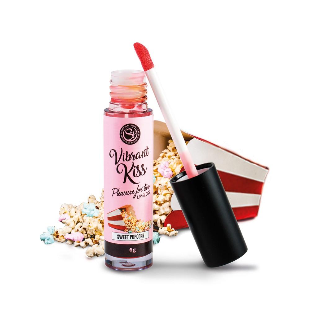 Luciu de Buze, cu Aroma Delicioasa de Popcorn, pentru Saruturi Irezistibile, Vibrant Kiss Sweet Popcorn, 6ml - Amoroso