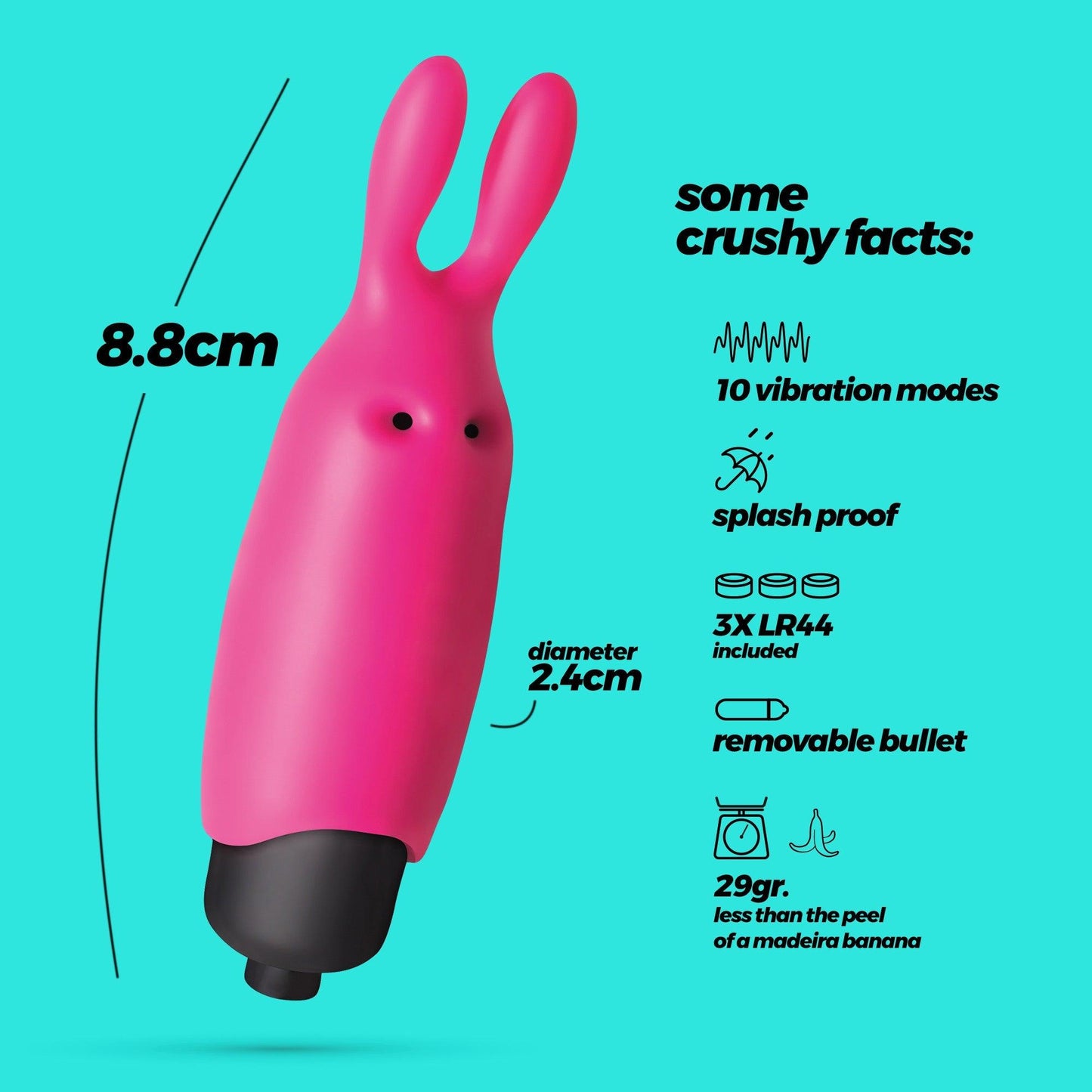 Vibrator Compact cu 10 Functii, Placere Personalizata, Crushious O-Pet Rabbit, Roz - Amoroso