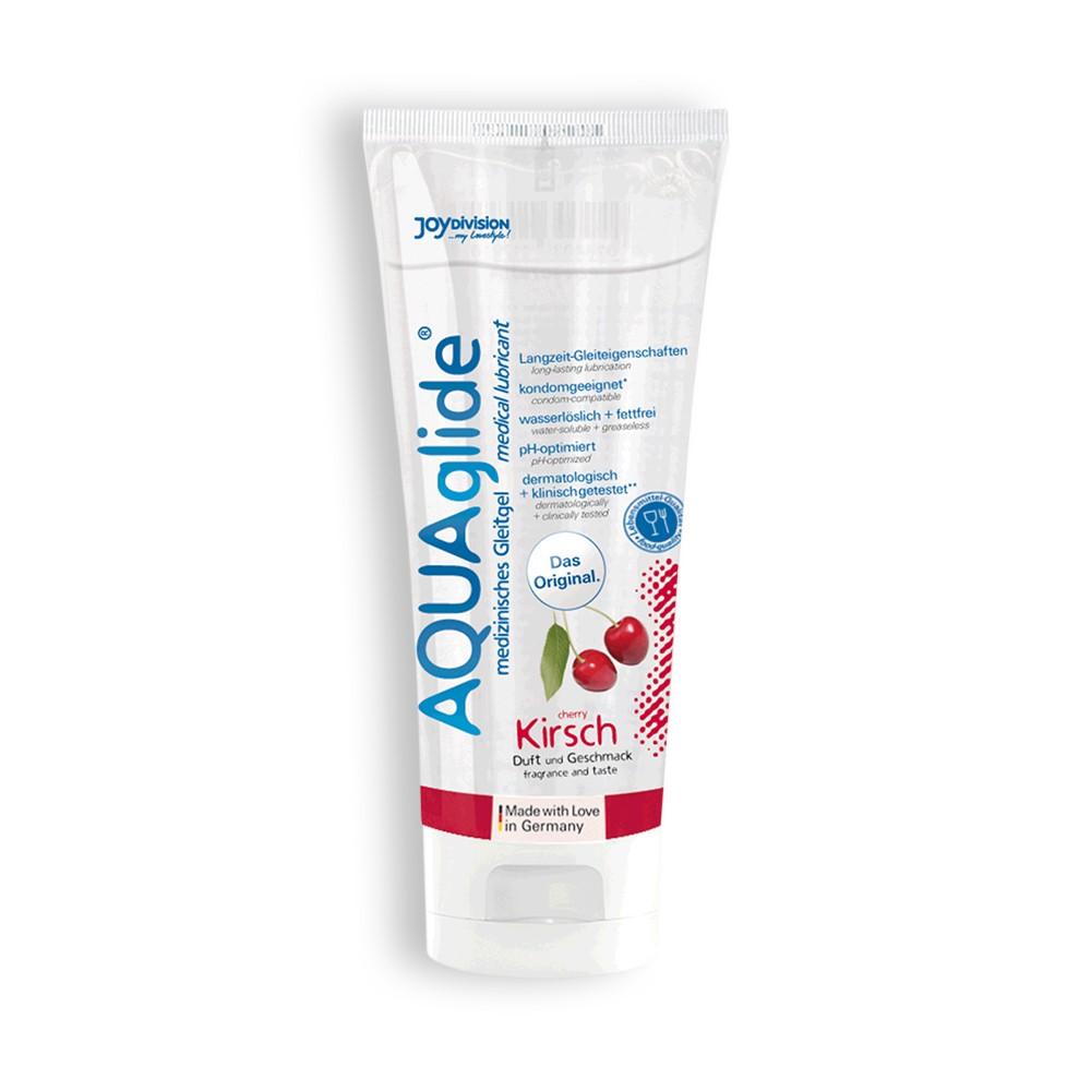 Lubrifiant Pe Baza de Apa cu Aroma de Cirese, Testat Dermatologic, AQUAglide Cherry 100ml - Amoroso