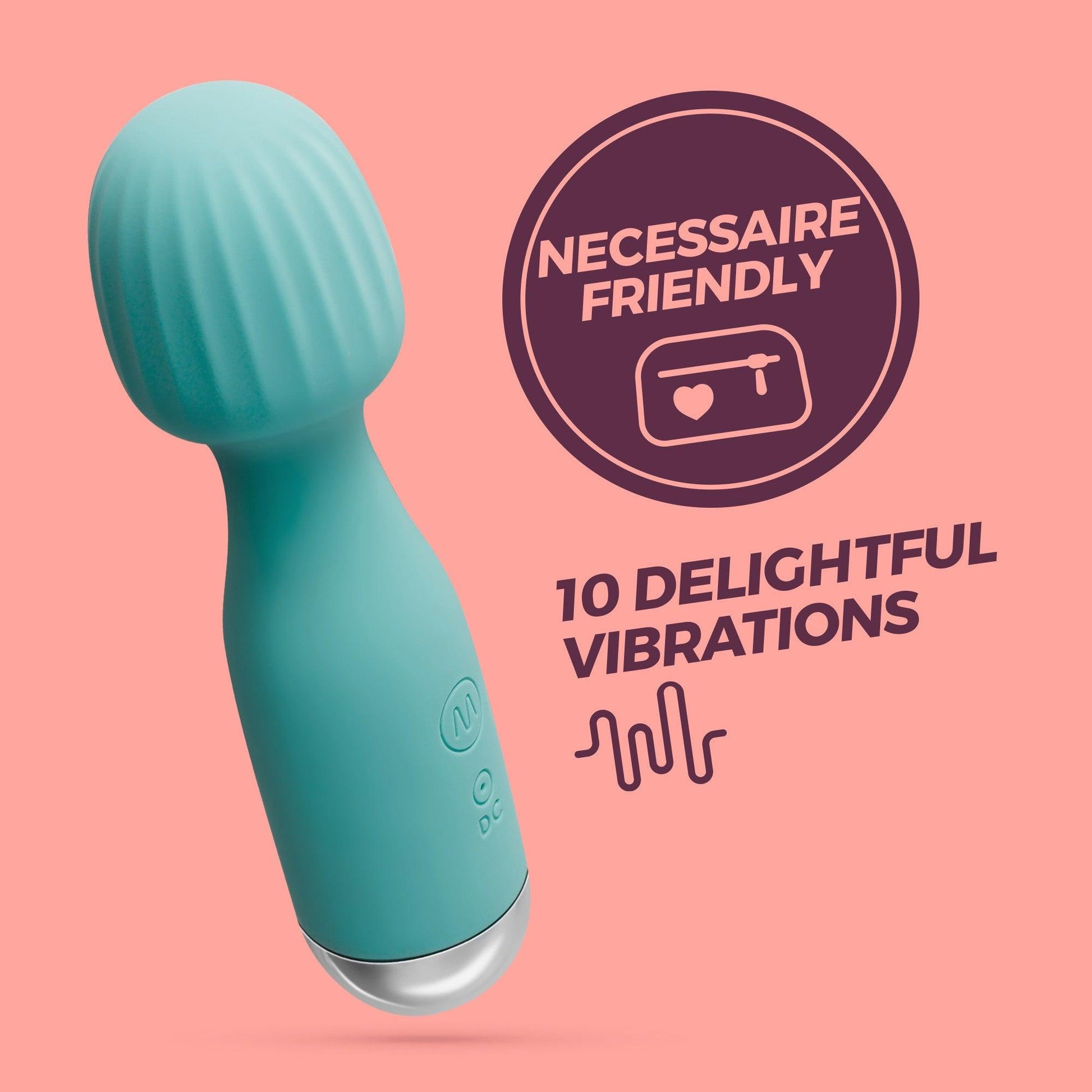 Vibrator Reincarcabil Mini Wand, 10 Moduri de Vibratie, Design Compact si Puternic, Verde menta - Amoroso