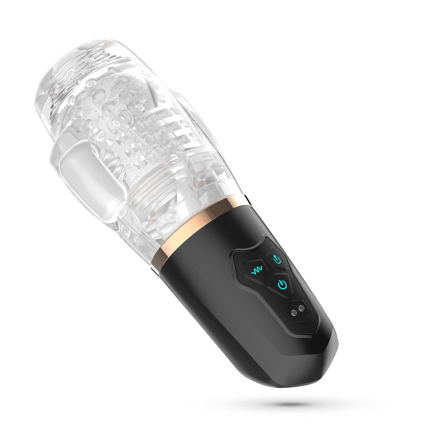 Masturbator Crushious Quasar, Negru, 20x9.5cm, cu Functie de Aspiratie si Vibratii Multiple - Amoroso