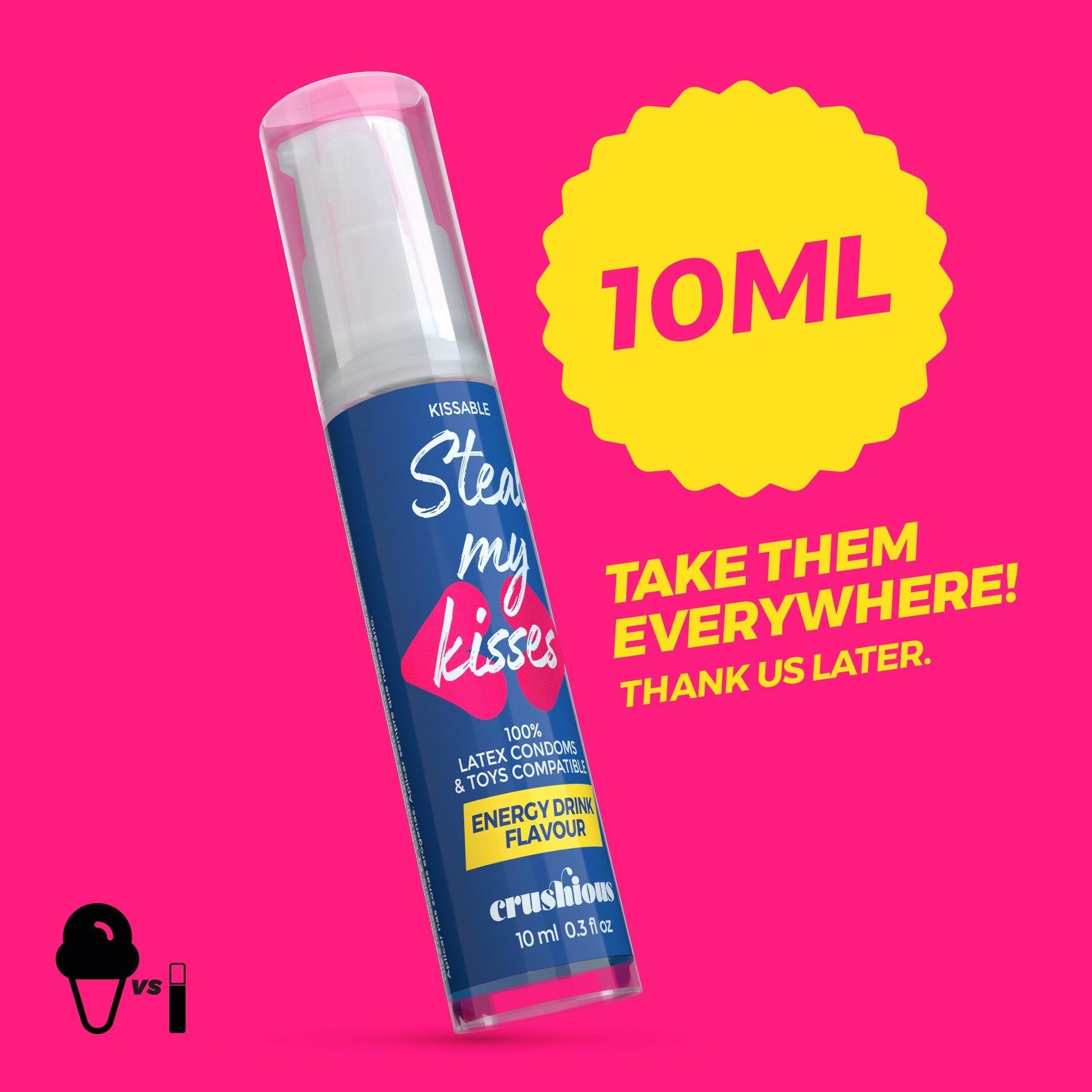 Lubrifiant Gel, Aroma de Bautura Energetica, pentru Momente Electrizante, Steal My Kisses, 10ml - Amoroso