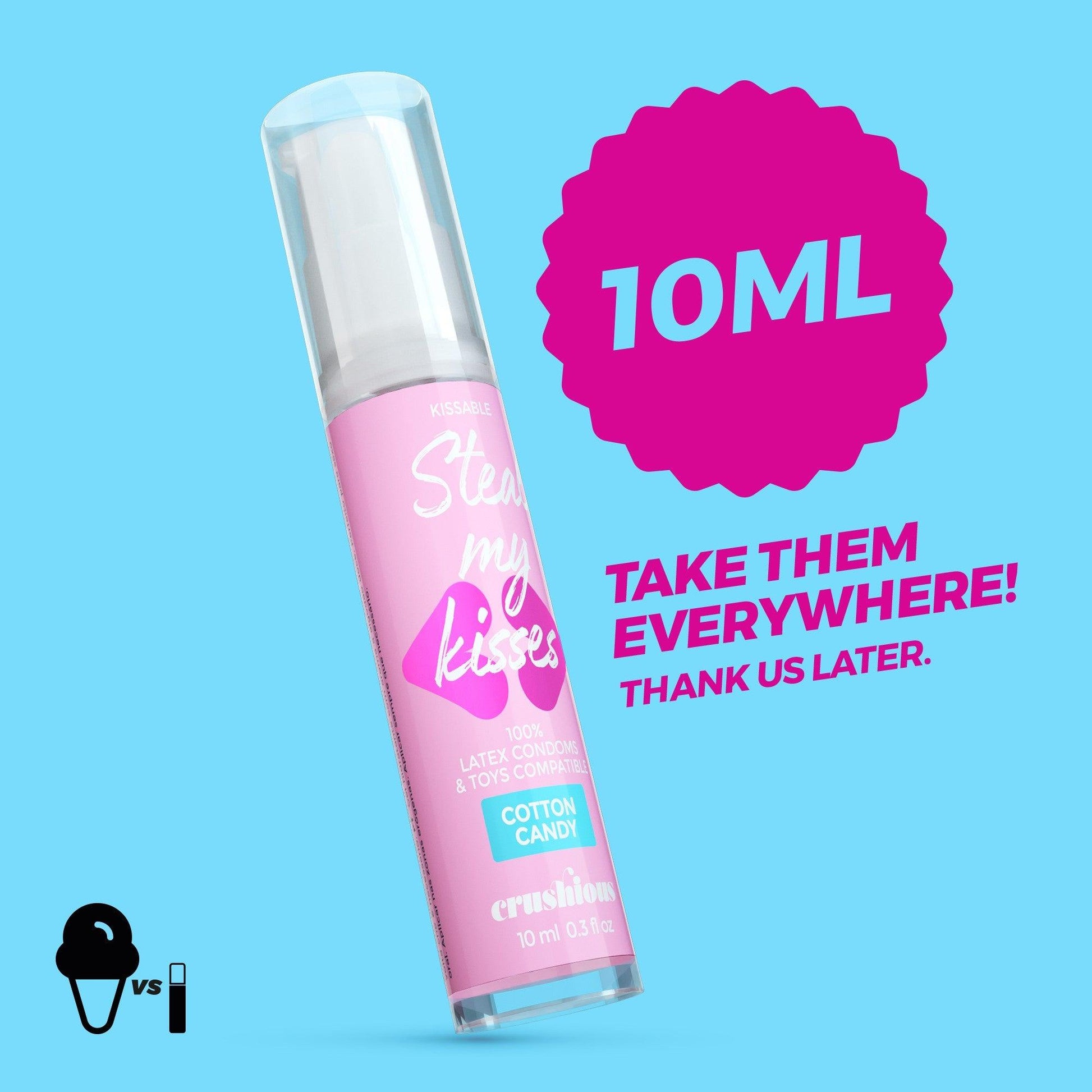 Lubrifiant Gel, cu Aroma de Vata de Zahar, pentru Momente Dulci si Intime, Steal My Kisses, 10ml - Amoroso