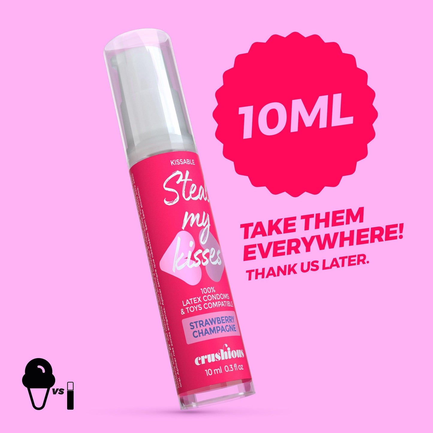 Lubrifiant cu Aroma de Capsuni si Sampanie, Perfect pentru Momente Dulci si Senzuale, 10ml - Amoroso