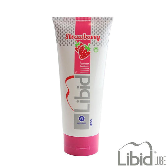 Lubrifiant pe baza de apa cu aroma de capsuni, Libid Lube, hidratare si senzatii intense, pH optim 5.5, 200ml - Amoroso