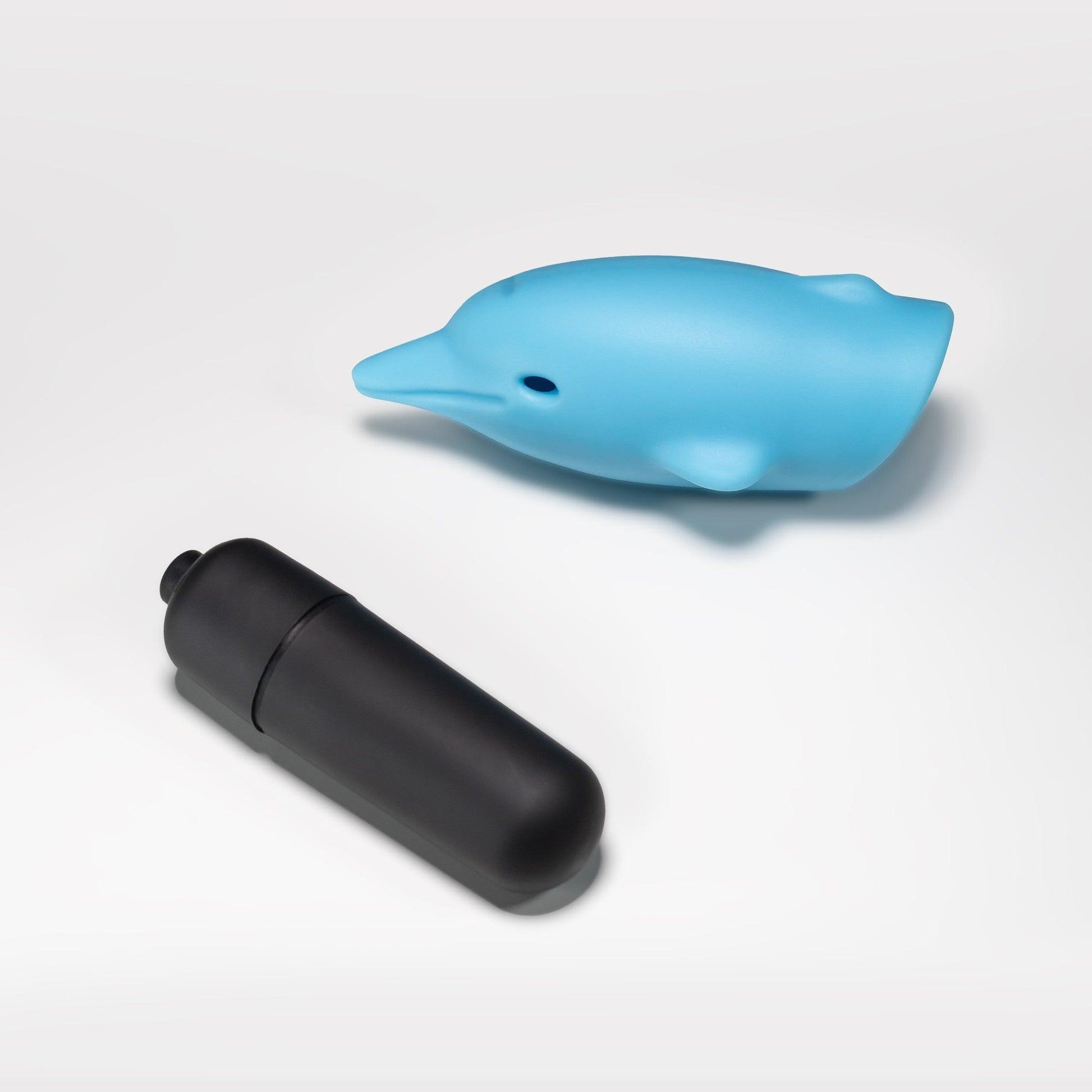 Vibrator Mini cu 10 Moduri de Vibratie, Design Compact si Adorabil, Crushious Dolphin, Albastru - Amoroso