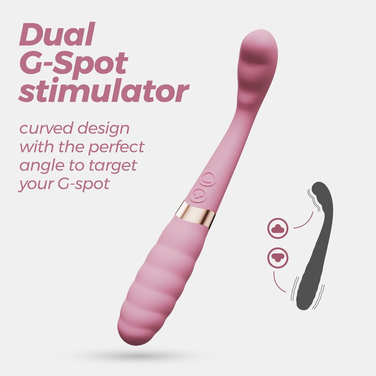 Vibrator Dual-End Flexibil, Stimulare G-Spot si Clitoridiana, Crushious Pixie, Roz/ Auriu - Amoroso