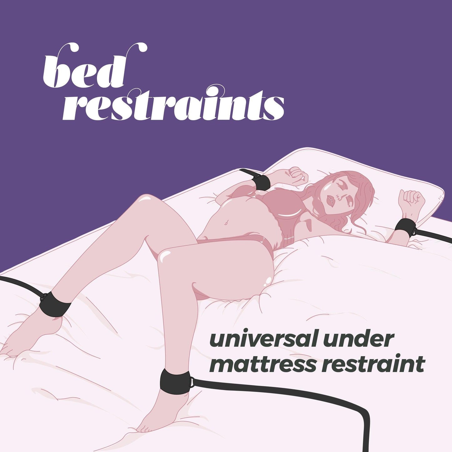 Set Universal de Legaturi pentru Pat, Accesoriu Ideal pentru Jocuri BDSM si Momente Intime, Crushious, Negru - Amoroso