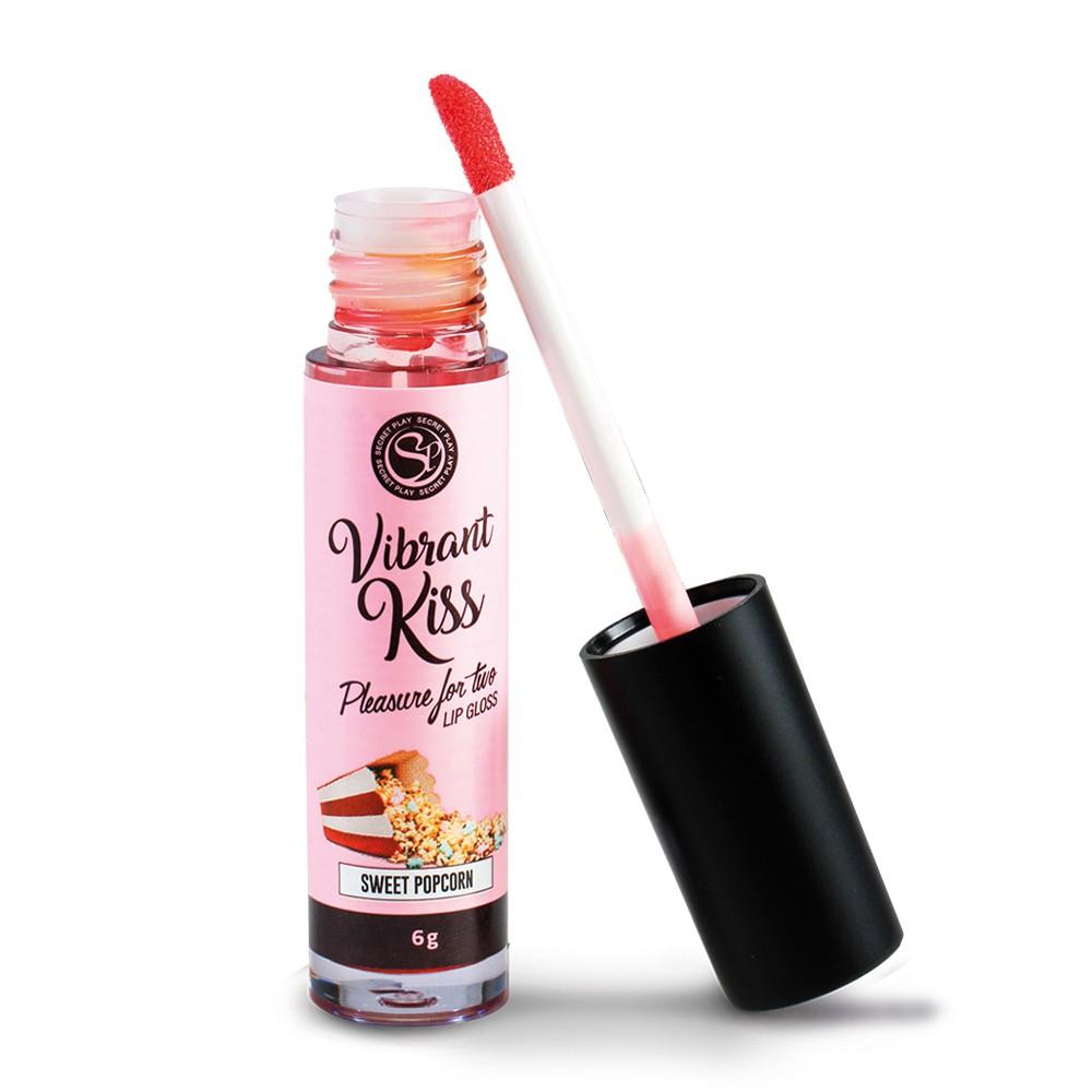 Luciu de Buze, cu Aroma Delicioasa de Popcorn, pentru Saruturi Irezistibile, Vibrant Kiss Sweet Popcorn, 6ml - Amoroso