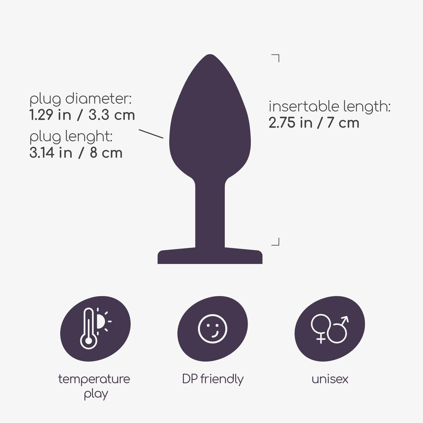 Dop Anal Medium cu Cristal, Rafinament si Placere in Fiecare Moment, 7x3.3 cm, Crushious, Argintiu - Amoroso