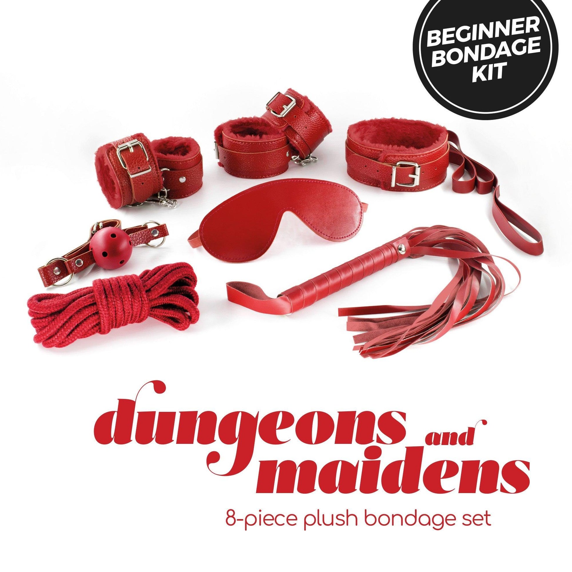 Kit Bondage 8 Piese Dungeons & Maidens, pentru Aventuri BDSM Complete, Crushious, Rosu - Amoroso