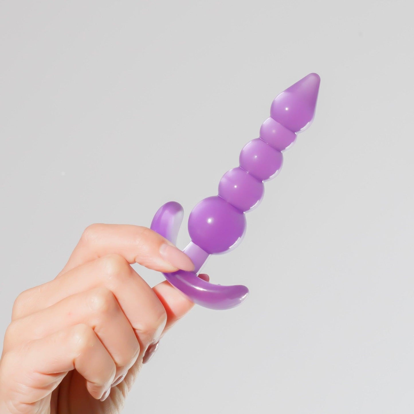 Dop anal flexibil Crushious Draco, mov, 12cm lungime, 4 margele progresive - Amoroso