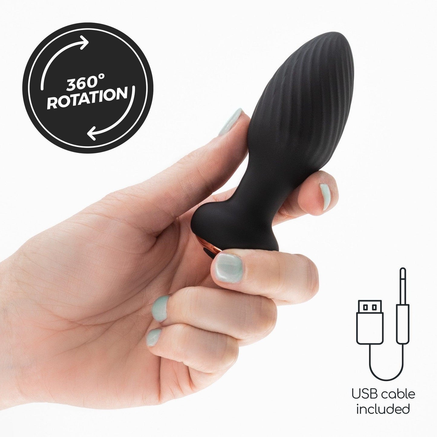 Plug Anal Rotativ cu Telecomanda, Stimulare 360° si Vibratii Intense pentru Placere Maxima, Crushious Twister, Negru - Amoroso