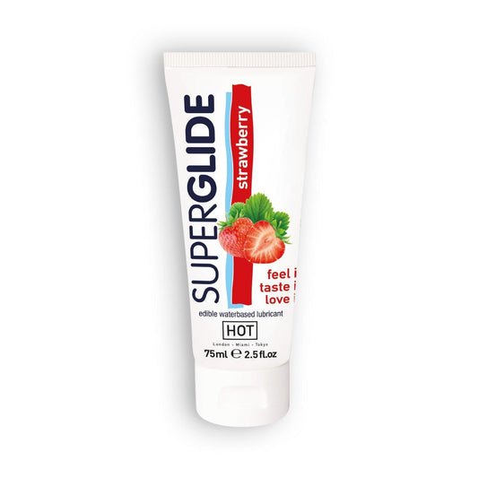 Lubrifiant Comestibil Pe Baza de Apa cu Aroma de Capsuni, Superglide Strawberry, 75ml - Amoroso