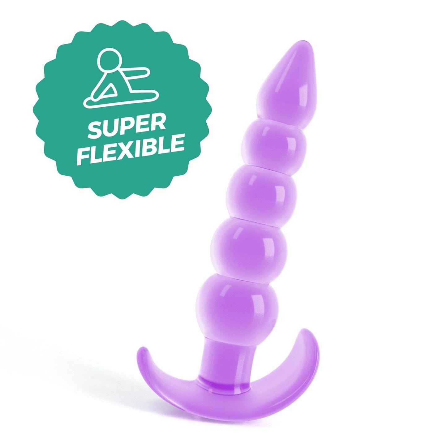 Dop anal flexibil Crushious Draco, mov, 12cm lungime, 4 margele progresive - Amoroso