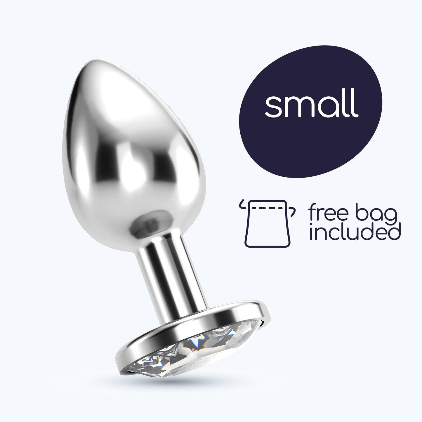 Dop Anal Small cu Cristal, Rafinament si Placere in Fiecare Moment, 6x2.7 cm, Crushious, Argintiu - Amoroso