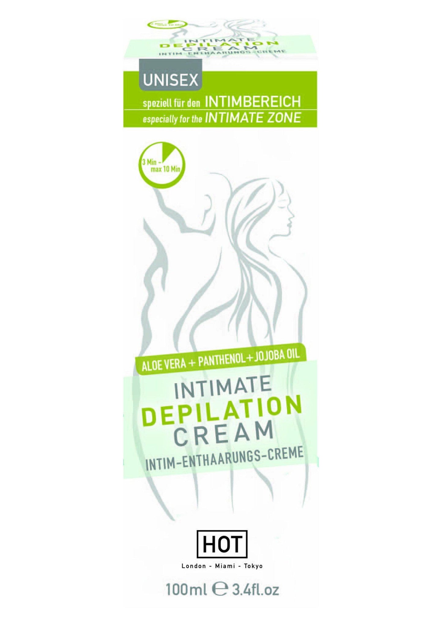Crema Depilatoare Intima HOT cu Aloe Vera, Panthenol si Ulei de Jojoba, Depilare Delicata, 100ml - Amoroso