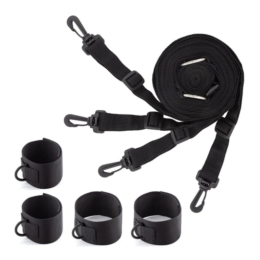 Set Universal de Legaturi pentru Pat, Accesoriu Ideal pentru Jocuri BDSM si Momente Intime, Crushious, Negru - Amoroso