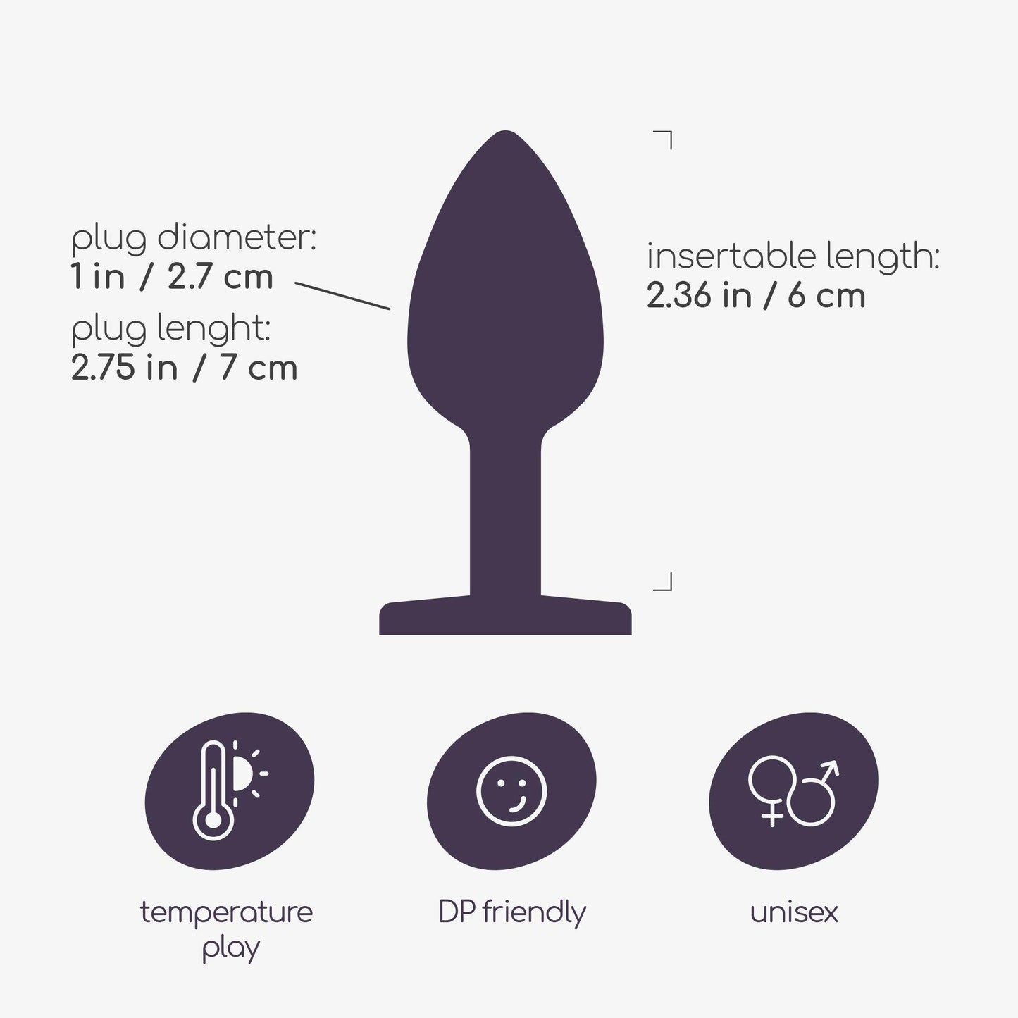 Dop Anal Small cu Cristal, Rafinament si Placere in Fiecare Moment, 6x2.7 cm, Crushious, Argintiu - Amoroso