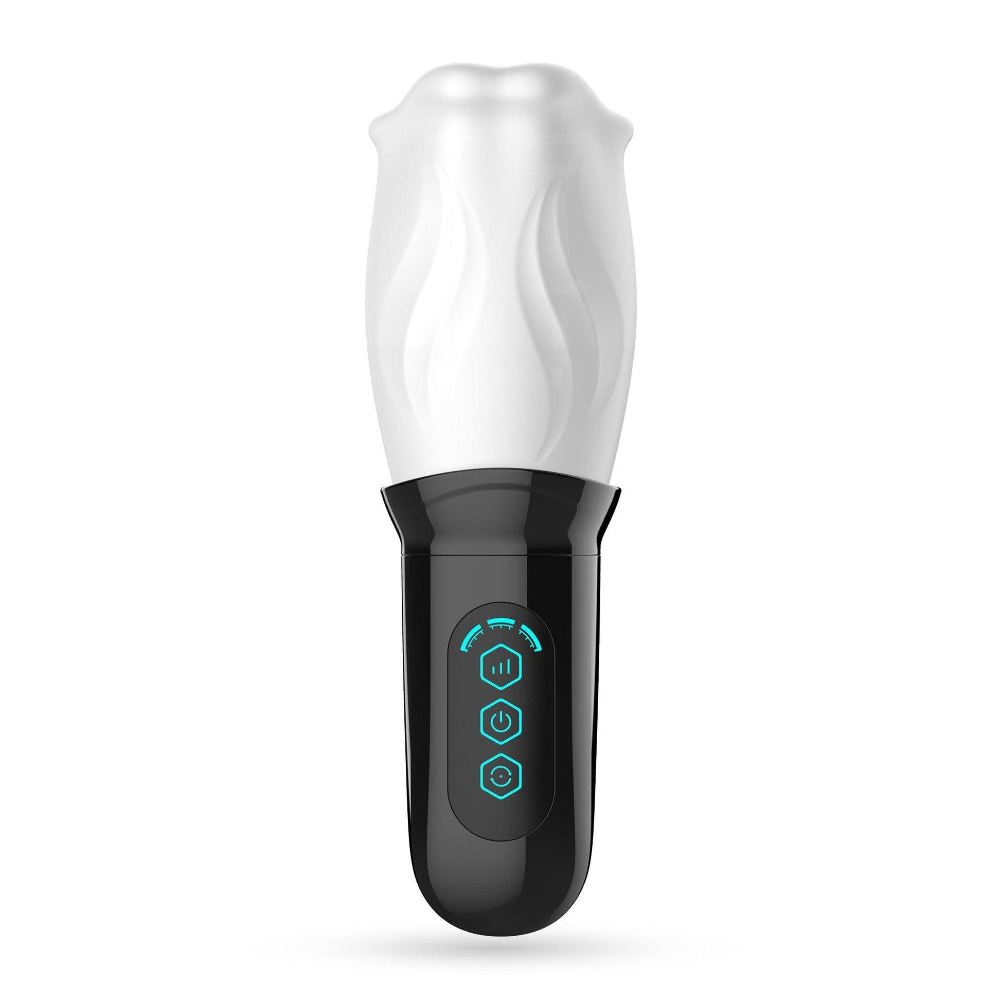 Masturbator cu Efect de Sex Oral, 360° Rotire, 3 Viteze si 4 Modele, Reincarcabil USB, Alb/ Negru - Amoroso