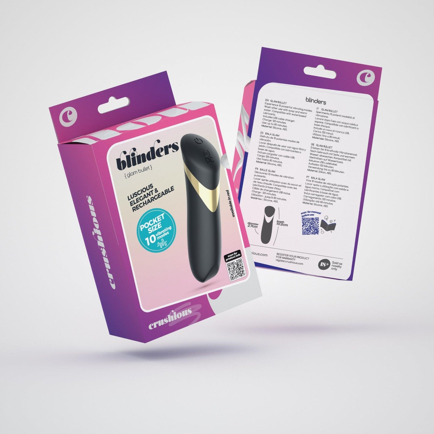 Vibrator Bullet Reincarcabil, Putere, Eleganta si Placere Discreta, Crushious, Negru - Amoroso