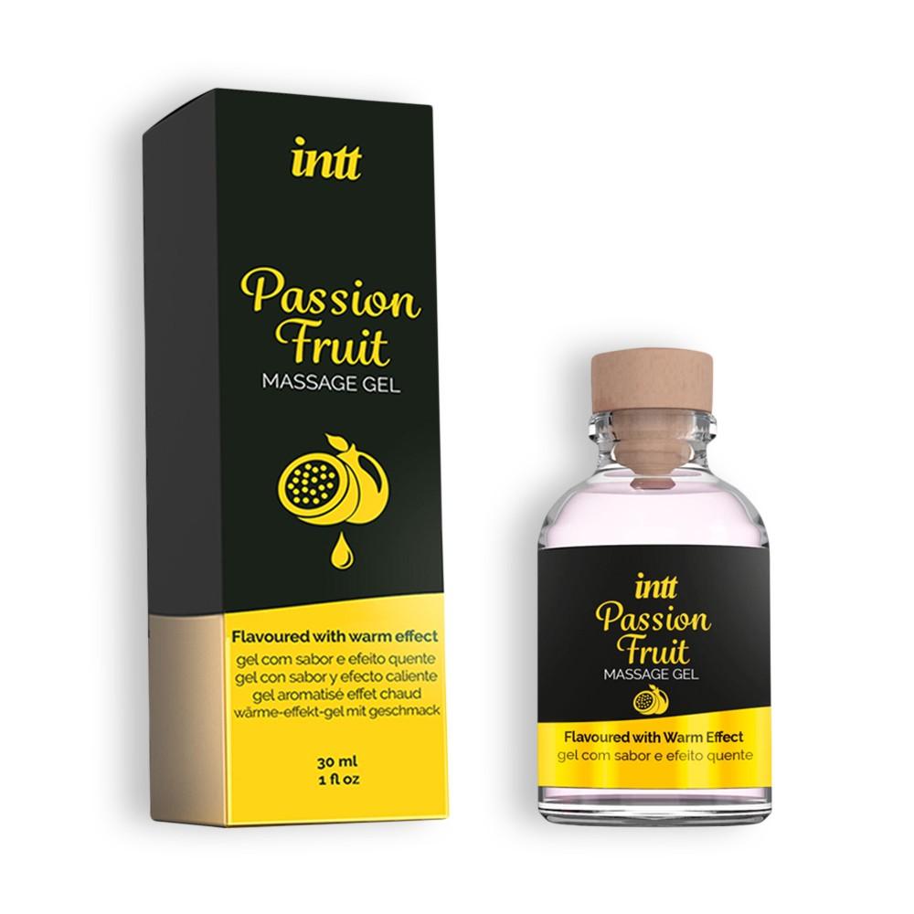 Gel de Masaj Comestibil cu Efect de Incalzire, Aroma Exotica de Fructul Pasiunii, Intt Passion Fruit, 30 ml - Amoroso