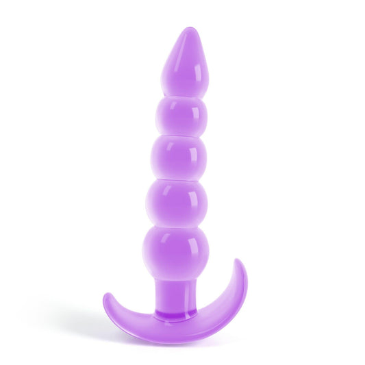 Dop anal flexibil Crushious Draco, mov, 12cm lungime, 4 margele progresive - Amoroso