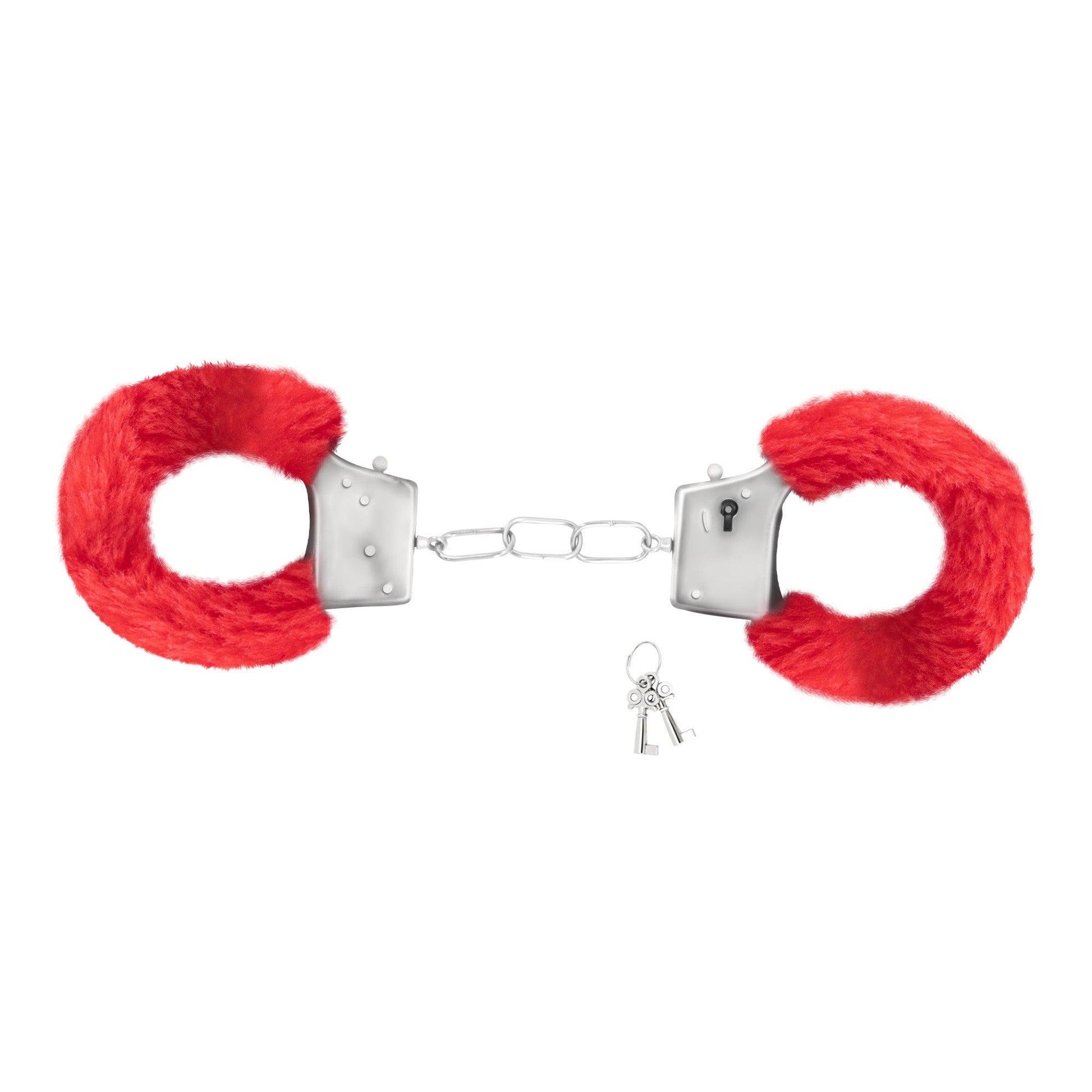 Catuse Pufoase Love Cuffs, Eleganta si Aventura in Jocurile Intime, Crushious, Rosu - Amoroso
