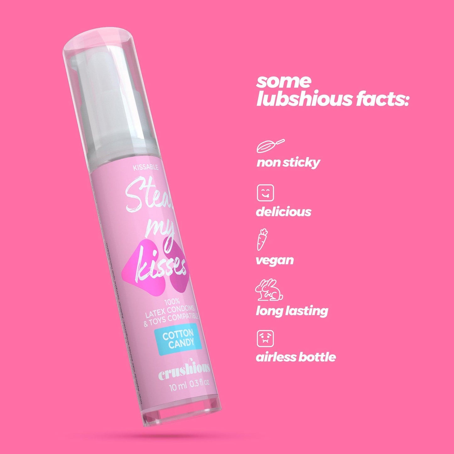 Lubrifiant Gel, cu Aroma de Vata de Zahar, pentru Momente Dulci si Intime, Steal My Kisses, 10ml - Amoroso