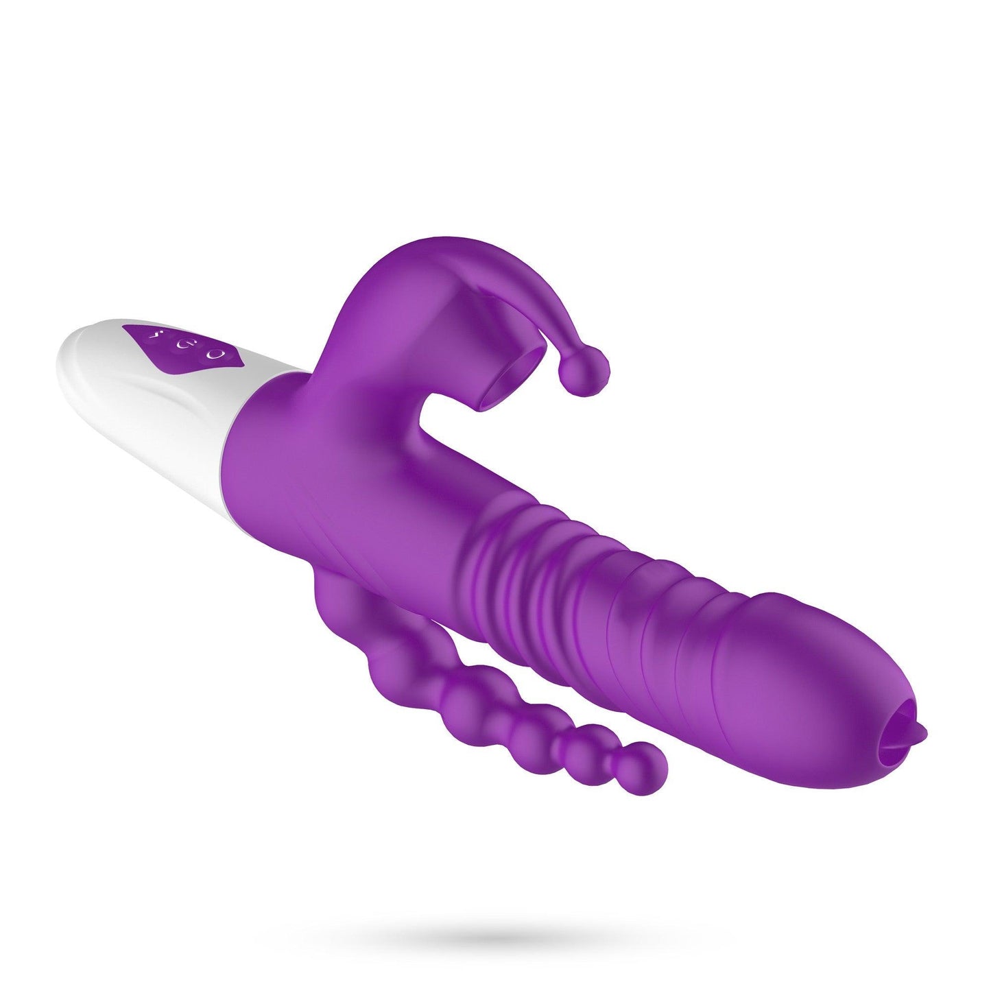 Vibrator All-in-One, cu Aspiratie, Miscare de Impingere si Vibratie, Crushious Wrangler, Mov/ Alb - Amoroso