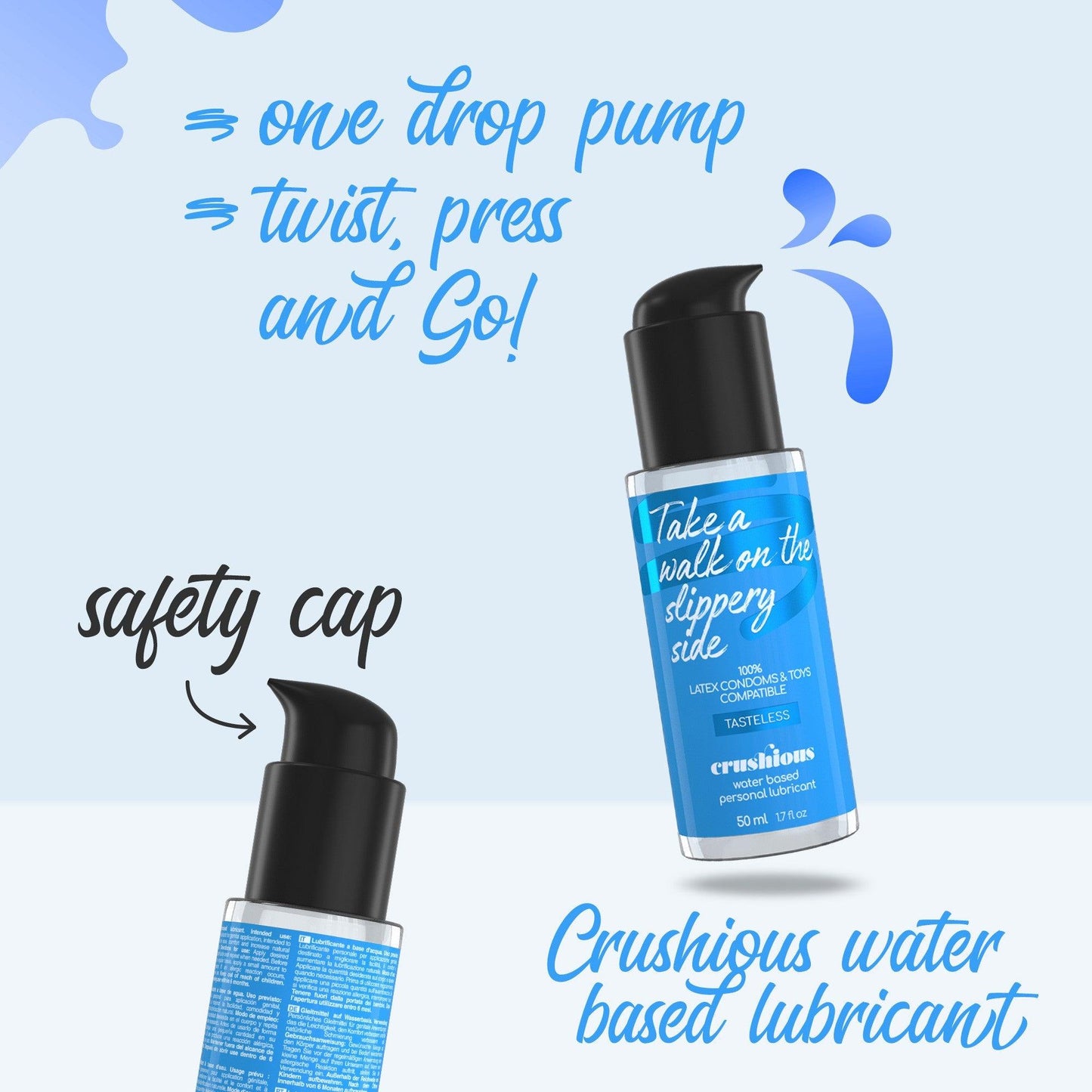 Lubrifiant Pe Baza de Apa, Compatibil cu Prezervative si Jucarii Intime, Crushious, 50 ml - Amoroso
