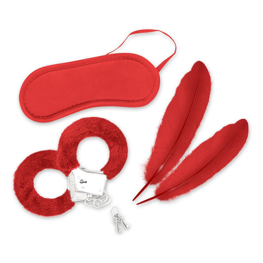 Set Bondage „Lover's Dream”, Catuse Plusate, Pana si Masca pentru Fantezii Unice, Crushious, Rosu - Amoroso