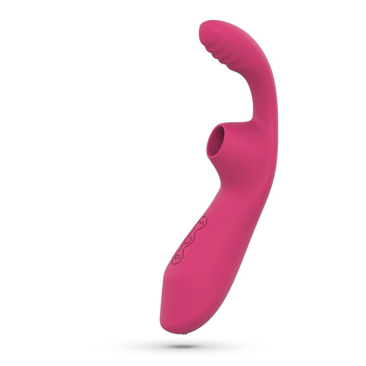 Vibrator Clitoridian si Vaginal 2-in-1, Vibratii si Suctiune pentru Placere Intensa, Crushious Cyran, Roz - Amoroso