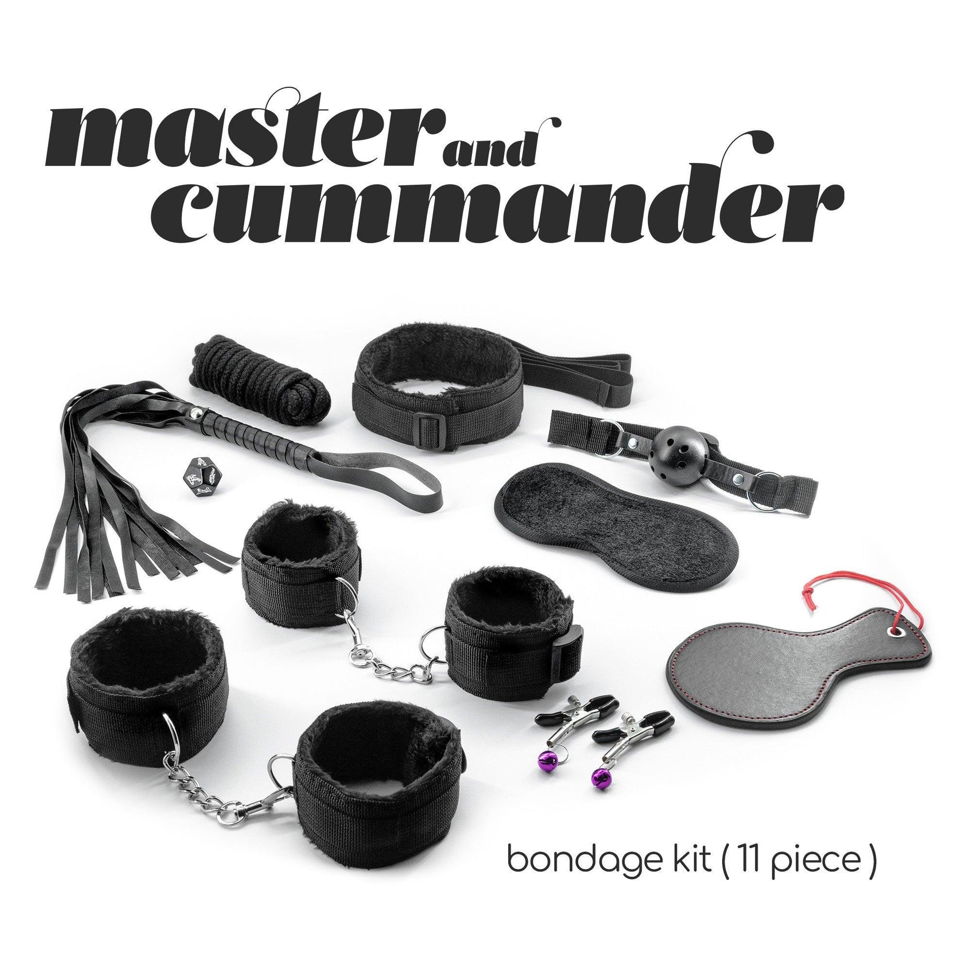 Kit Bondage 11 Piese Master Commander, pentru Aventuri BDSM Complete, Crushious, Negru - Amoroso
