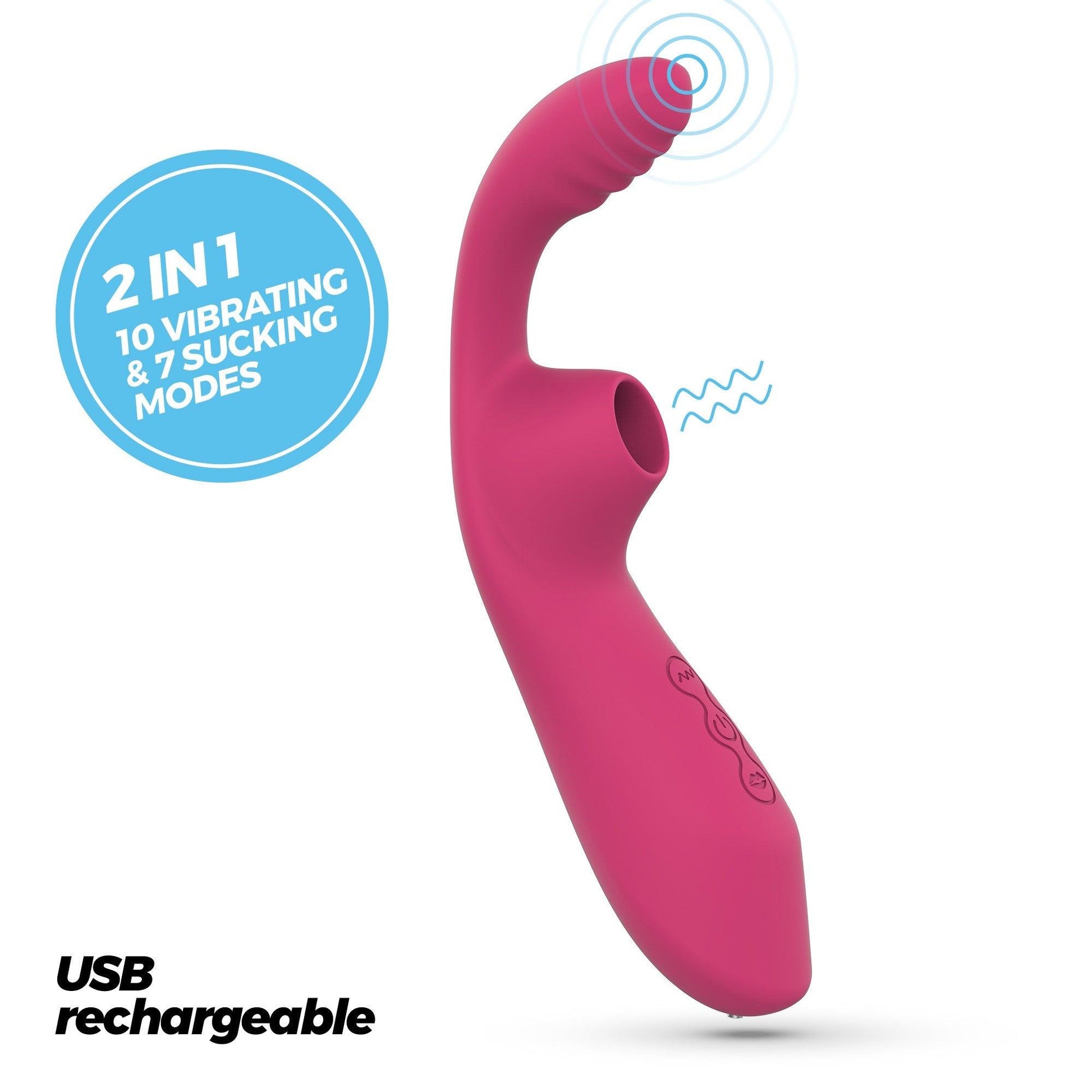 Vibrator Clitoridian si Vaginal 2-in-1, Vibratii si Suctiune pentru Placere Intensa, Crushious Cyran, Roz - Amoroso