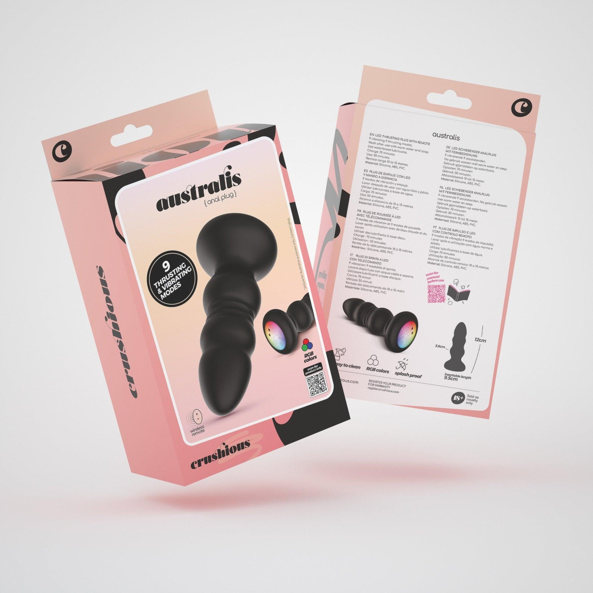 Plug Anal cu LED RGB, cu Telecomanda, Experiente Unice, Crushious Australis, Multicolor - Amoroso