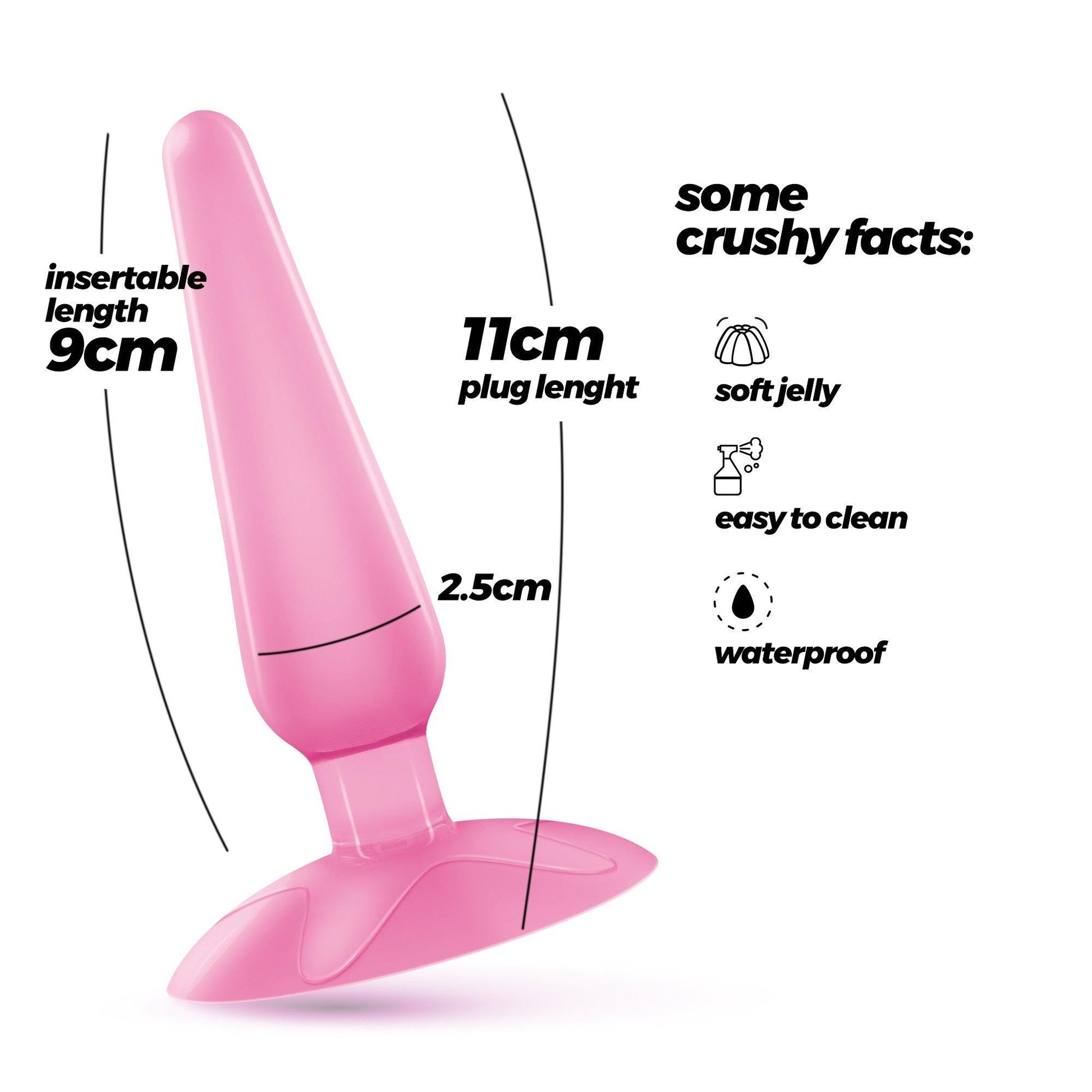 Jucarie Anala pentru Incepatori, Material Jelly Moale. 11 cm, Butt Plug Crushious Jolly, Roz - Amoroso