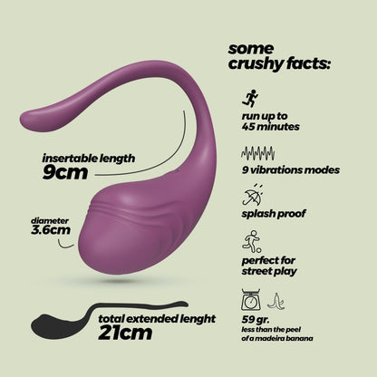 Ou Vibrator cu Telecomanda, Experienta Intensa si Design Ergonomic, Crushious Tamago, Mov - Amoroso