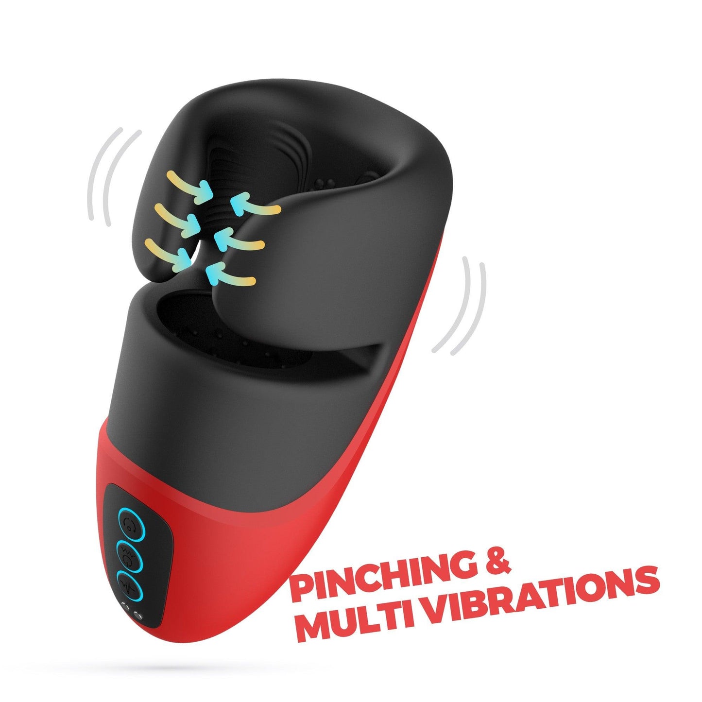 Masturbator Reincarcabil cu Presiune si Vibratii, 10 Moduri de Stimulare Intensa, Crushious Pancho, Negru/ Rosu - Amoroso