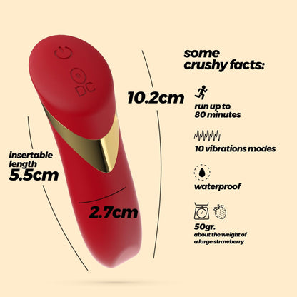 Vibrator Bullet Reincarcabil, Putere, Eleganta si Placere Discreta, Crushious, Rosu - Amoroso