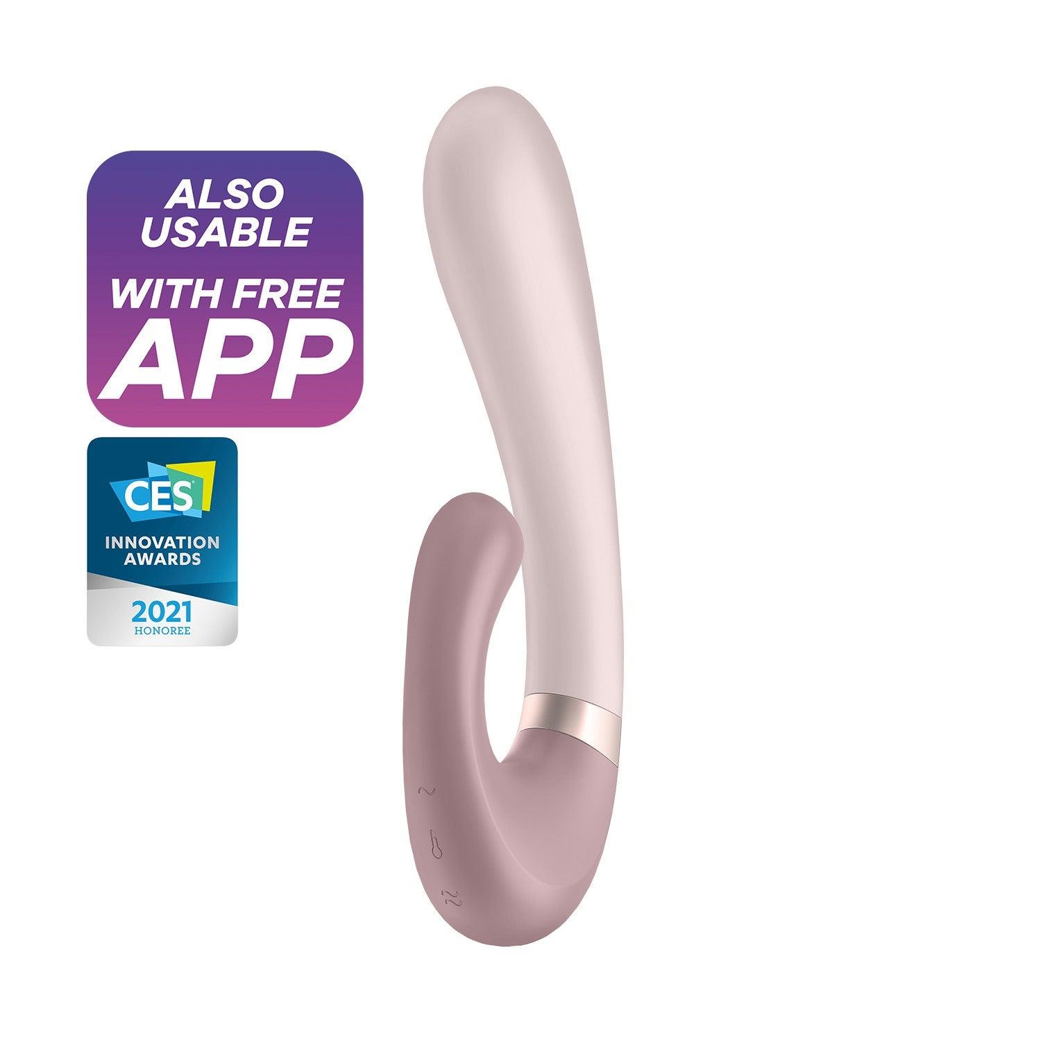 Vibrator cu Functie de Incalzire, Control prin Aplicatie, Placeri Supreme, Satisfyer Heat Wave, Roz - Amoroso